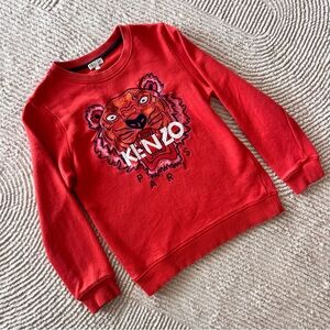 EUC Unisex KENZO KIDS Roaring Tiger Crew Neck Sweatshirt Pullover Red 10